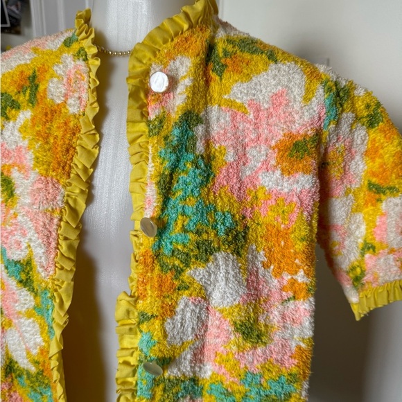 Vintage Made in U.S.A Floral Crinkle Button Up Blouse Size 10 - Picture 2 of 6